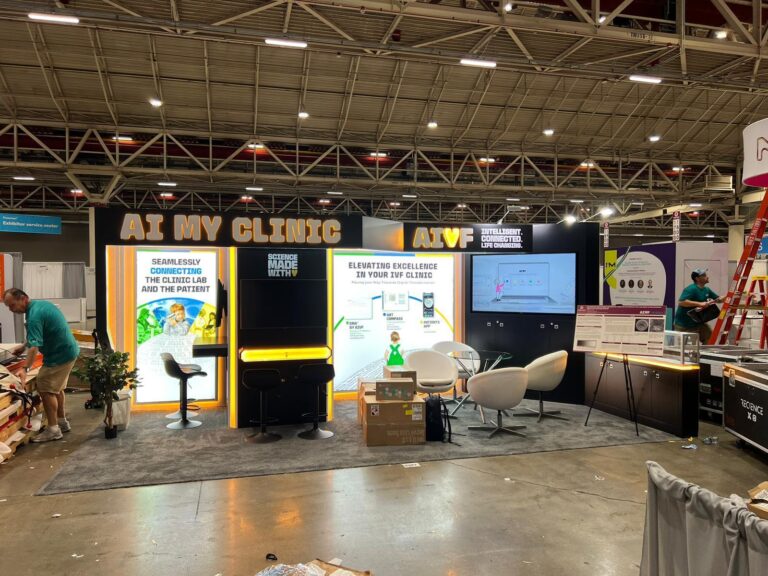 Medical trade show booth for an IVF technology brand — EC Exhibits