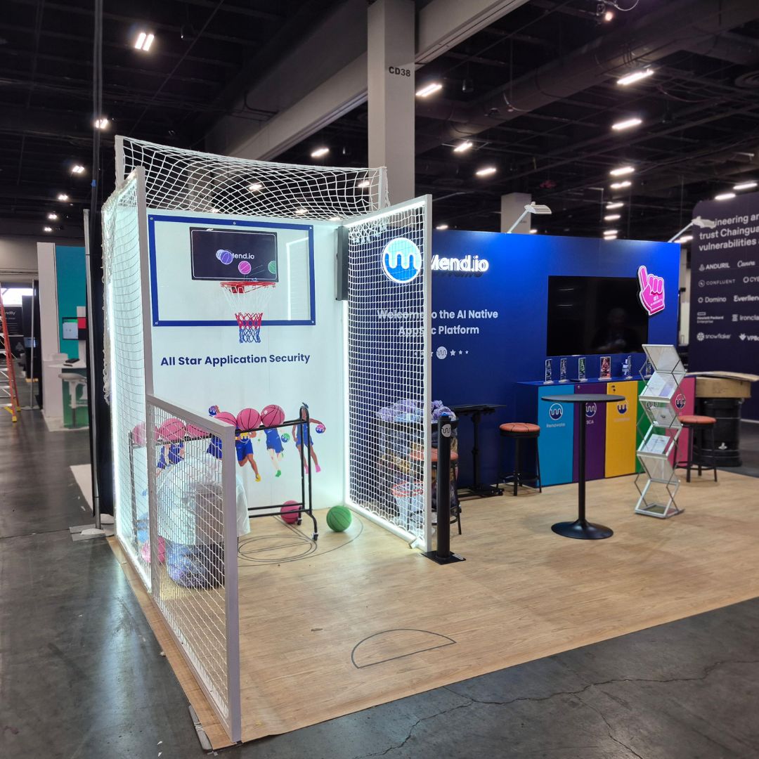 Mend.io booth at BlackHat 2025, Las Vegas — EC Exhibits