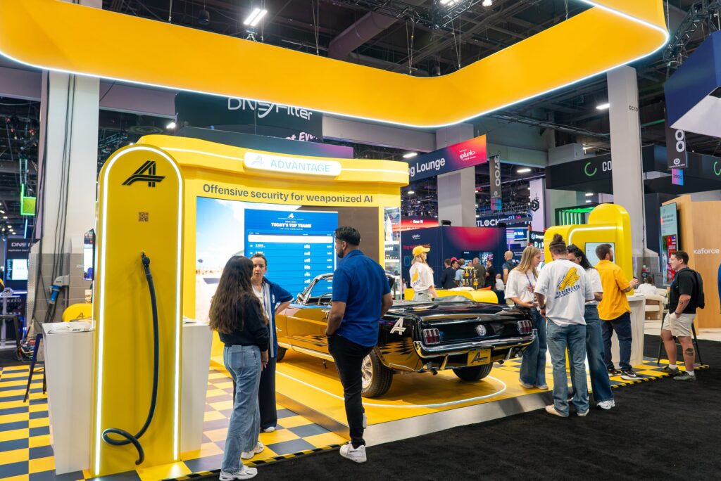 Advantage booth with classic Mustang display at BlackHat 2026, Las Vegas — EC Exhibits