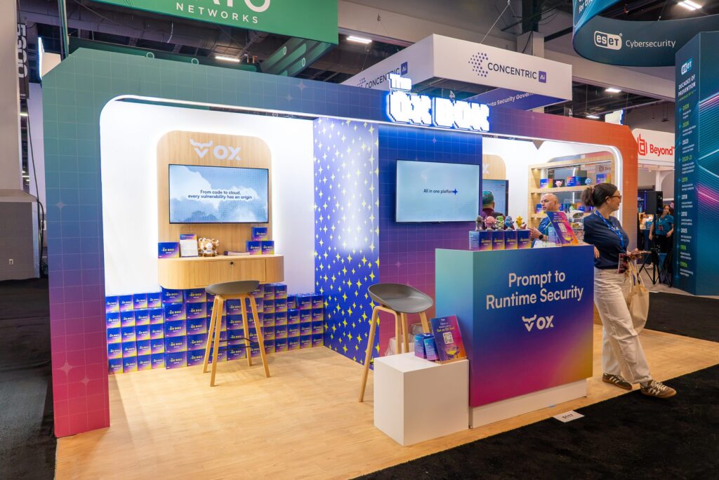The OX BOX booth at BlackHat 2026, Las Vegas — EC Exhibits