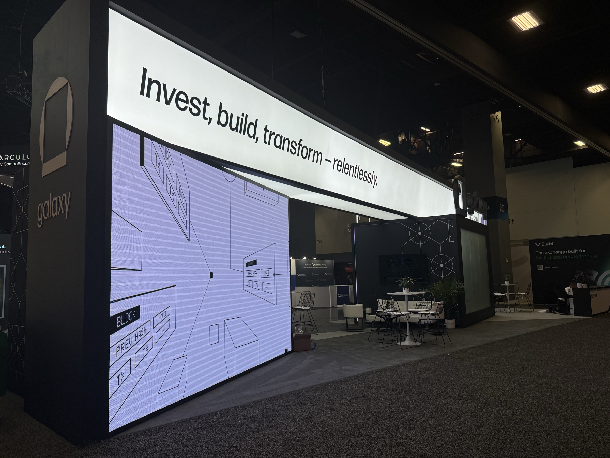 Galaxy booth at Consensus 2026, Miami Beach — EC Exhibits