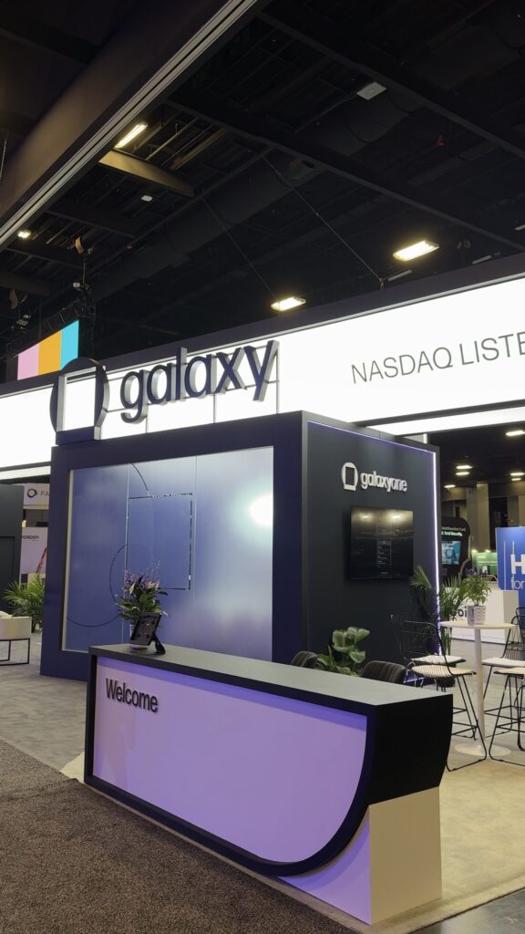Galaxy booth at Consensus 2026, Miami Beach — EC Exhibits