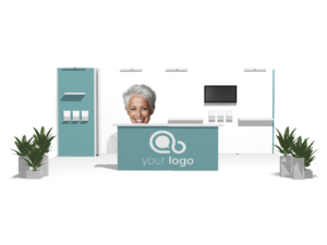 Classic 20x20 · Straight, reception counter, TV, accessories trade show booth rental — EC Exhibits