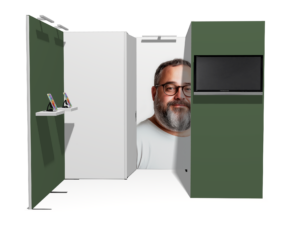 Classic 10x10 · L-shape, reception counter, accessories, divider trade show booth rental — EC Exhibits