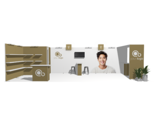 Classic 30x10 · L-shape, reception counter, accessories, divider trade show booth rental — EC Exhibits