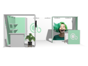 Classic 20x20 · U-shape, reception counter, accessories, divider trade show booth rental — EC Exhibits