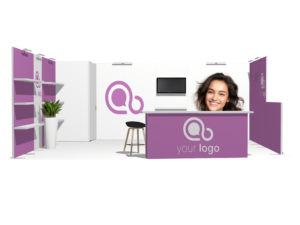 Classic 20x20 · U-shape, reception counter, TV, accessories trade show booth rental — EC Exhibits