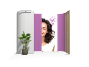 Curved Frame 10x10 · Straight, sloped trade show booth rental — EC Exhibits