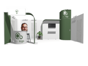 Curved Frame 20x10 · U-shape, sloped trade show booth rental — EC Exhibits