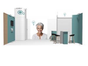 Curved Frame 20x20 · U-shape, sloped trade show booth rental — EC Exhibits
