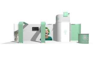 Curved Frame 30x10 · Straight, sloped trade show booth rental — EC Exhibits