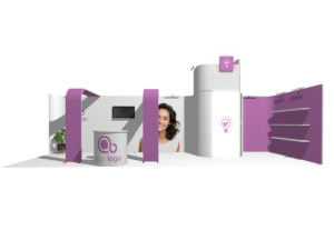 Curved Frame 30x10 · L-shape, sloped trade show booth rental — EC Exhibits