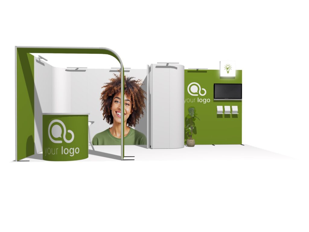 Curved frame 20x10 corner trade show booth rental — EC Exhibits