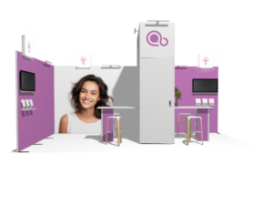 Hanging Sign Classic 20x10 · L-shape trade show booth rental — EC Exhibits