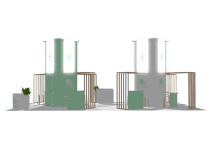Hybrid Booth Island 30x20 trade show booth rental — EC Exhibits