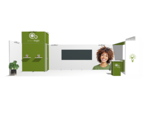 Immersive Environment PanoLED Classic 30x10 · L-shape trade show booth rental — EC Exhibits